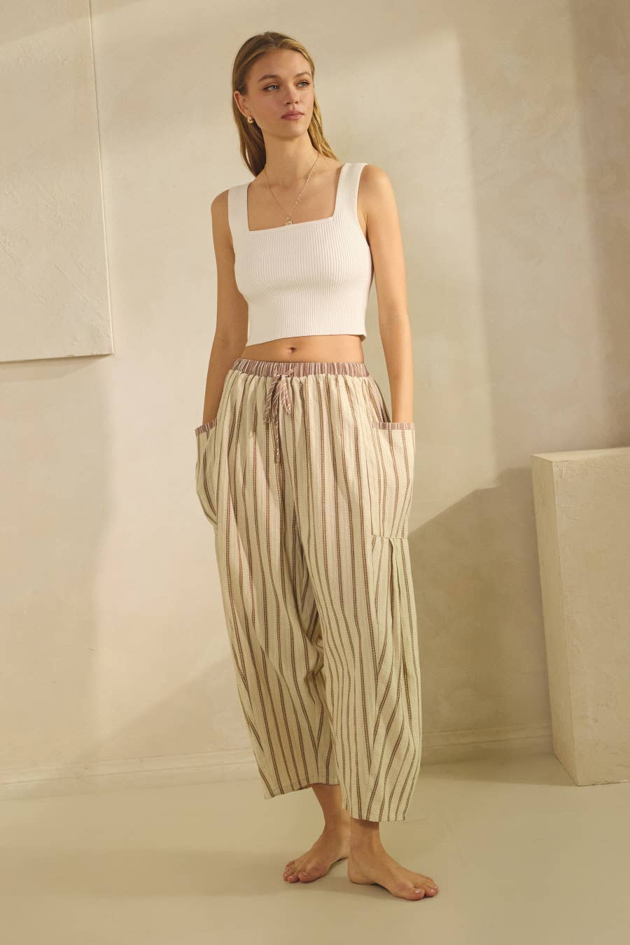 Textured Cropped Pants | Urban Found